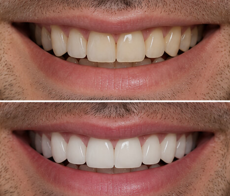 Porcelain veneers — full upper arch